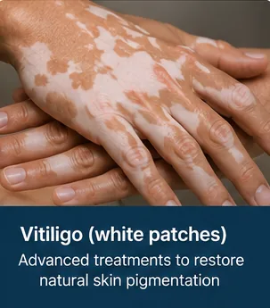 White patches of vitiligo on the hands before laser treatment